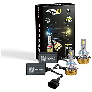 Kit par lâmpada ultra led AI shocklight hb4 5000lm 52 a 75w com aplicativo e sistema inteligente