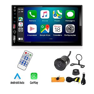 Central Multimídia E-tech Mp5 Combat 7 polegadas 2 din espelhamento Carplay e Android Auto sem fio com camera de ré e não tem sistema operacional android