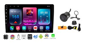 Central multimidia android h-tech mp5 9 polegadas octacore ht-apx9g elite 4gb+64gb qled hdmi entrada chip 4g car play e android auto sem fio com câmera de ré