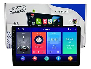 Central Multimidia H-tech Mp5 2 Din 9 polegadas Slim Android 4+64gb Espelhamento Carplay Android Auto com ou sem Fio