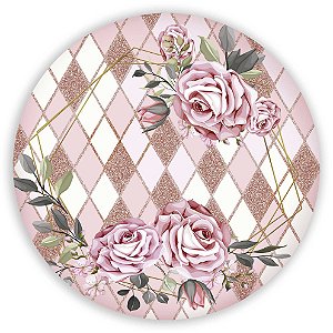 Painel Redondo - Floral Geometrico - Sublimado 3D
