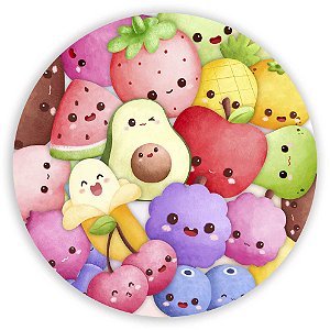 Painel Redondo - Painel Redondo - Frutas Cute - Sublimado 3D