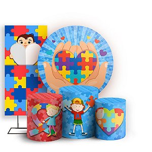 KIT Redondo Trio e Faixa - Autismo - Sublimado 3D