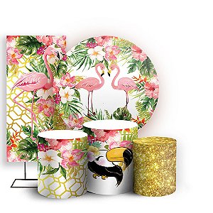 KIT Redondo Trio e Faixa - Flamingo - Sublimado 3D