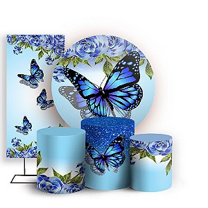KIT Redondo Trio e Faixa - Borboletas - Sublimado 3D