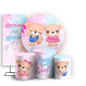 KIT Redondo Trio e Faixa - Chá Revelação - Sublimado 3D