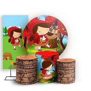 KIT Redondo Trio e Faixa - Chapeuzinho Vermelho - Sublimado 3D