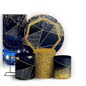 KIT Redondo Trio e Faixa - Abstrato Glitter - Sublimado 3D