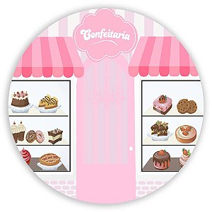 Painel Redondo - Minnie Confeitaria   - Sublimado 3D