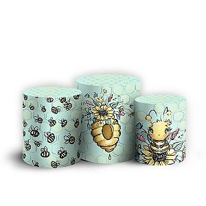 Trio Cilindro -  Abelhinha Cute - Sublimado 3D + Elástico