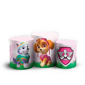 Trio Cilindro -  Patrulha Canina Rosa - Sublimado 3D + Elástico