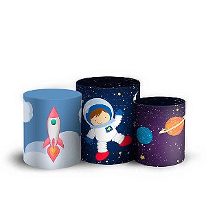 Trio Cilindro -  Astronauta - Sublimado 3D + Elástico