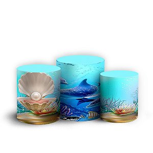 Trio Cilindro - A Pequena Sereia - Sublimado 3D + Elástico