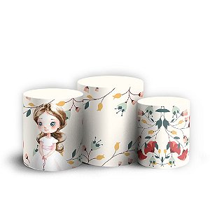 Trio Cilindro - Primeira Comunhão - Sublimado 3D + Elástico