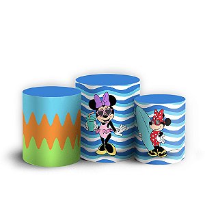Trio Cilindro - Minnie Praia - Sublimado 3D + Elástico