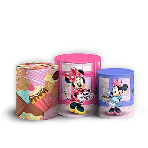 Trio Cilindro -  Minnie Confeiteira - Sublimado 3D + Elástico