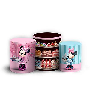 Trio Cilindro -  Minnie Confeiteira - Sublimado 3D + Elástico