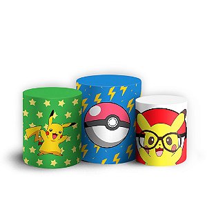 Trio Cilindro -  Pokemon - Sublimado 3D + Elástico