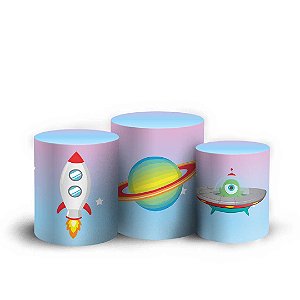 Trio Cilindro -  Astronauta - Sublimado 3D + Elástico