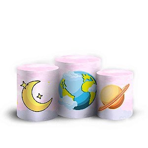 Trio Cilindro -  Astronauta - Sublimado 3D + Elástico