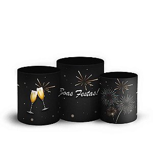 Trio Cilindro - Ano Novo - Natal - Sublimado 3D + Elástico