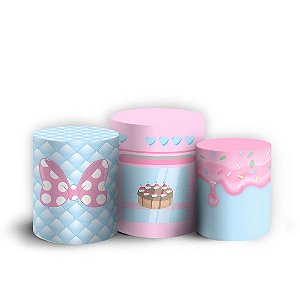 Trio Cilindro -  Minnie Confeitaria - Sublimado 3D + Elástico