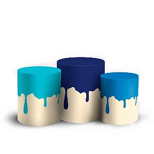 Trio Cilindro -  Tinta Azul - Sublimado 3D + Elástico