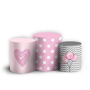 Trio Cilindro - Elefante Cute Rosa - Sublimado 3D + Elástico
