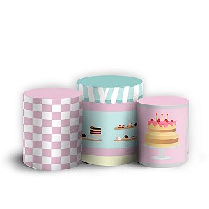 Trio Cilindro - Confeitaria - Sublimado 3D + Elástico