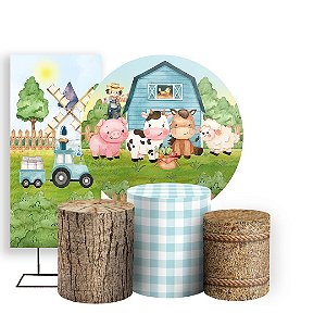 KIT Redondo Trio e Faixa - Fazendinha Aquarela - Sublimado 3D