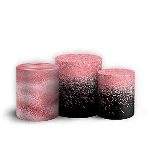Trio Cilindro - Glitter Rosa - Sublimado 3D + Elástico