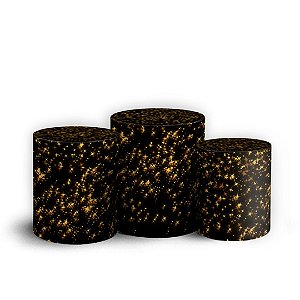 Trio Cilindro - Glitter Dourado - Sublimado 3D + Elástico