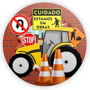 Painel Redondo - Construção - Sublimado 3D