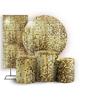 KIT Redondo Trio e Faixa - Lantejoulas - Sublimado 3D