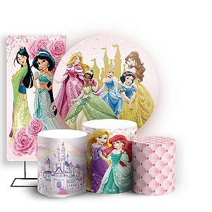 KIT Redondo Trio e Faixa - Princesas - Sublimado 3D - Sublistamps Sublimação