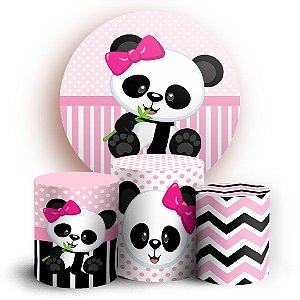 KIT Redondo e Trio - Panda Rosa - Sublimado 3D