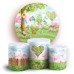 KIT Redondo e Trio - Jardim Aquarela - Sublimado 3D