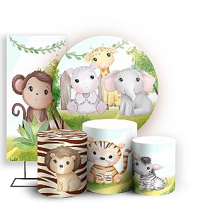 KIT Redondo Trio e Faixa - Safari Aquarela - Sublimado 3D