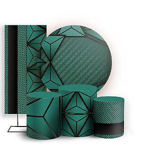 KIT Redondo Trio e Faixa - Abstrato Verde - Sublimado 3D