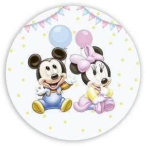 Painel de Mesa - Mickey e Minnie Baby - Sublimado 3D