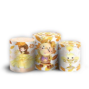 Trio Cilindro - Bela e Fera Cute - Sublimado 3D + Elástico