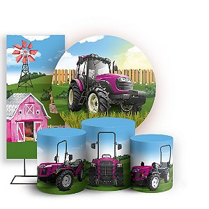 KIT Redondo Trio e Faixa - Fazendinha Trator - Sublimado 3D