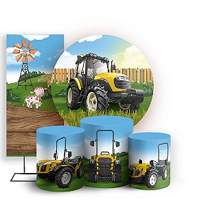 KIT Redondo Trio e Faixa - Fazendinha Trator - Sublimado 3D