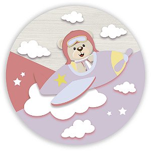 Painel Redondo - Ursinho Aviador - Sublimado 3D