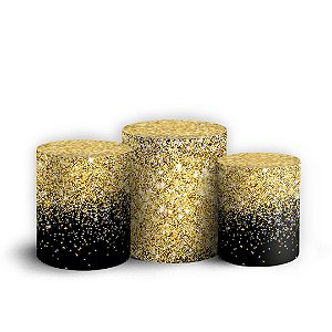 Trio Cilindro - Glitter Dourado - Sublimado 3D + Elástico
