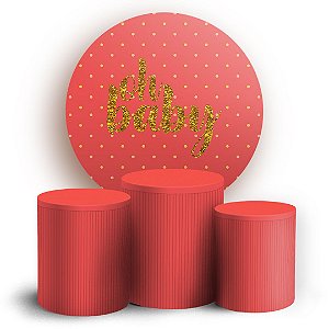 KIT Redondo e Trio - Oh Baby Vermelho - Sublimado 3D