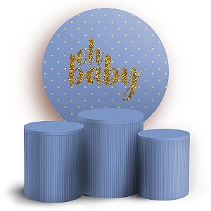 KIT Redondo e Trio - Oh Baby Azul - Sublimado 3D