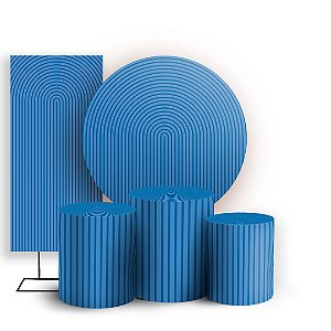 KIT Redondo Trio e Faixa - Bohos Azul - Sublimado 3D