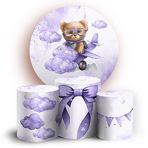 KIT Redondo e Trio - Ursinha Lilas - Sublimado 3D