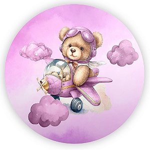 Painel Redondo - Ursinha Rosa - Sublimado 3D